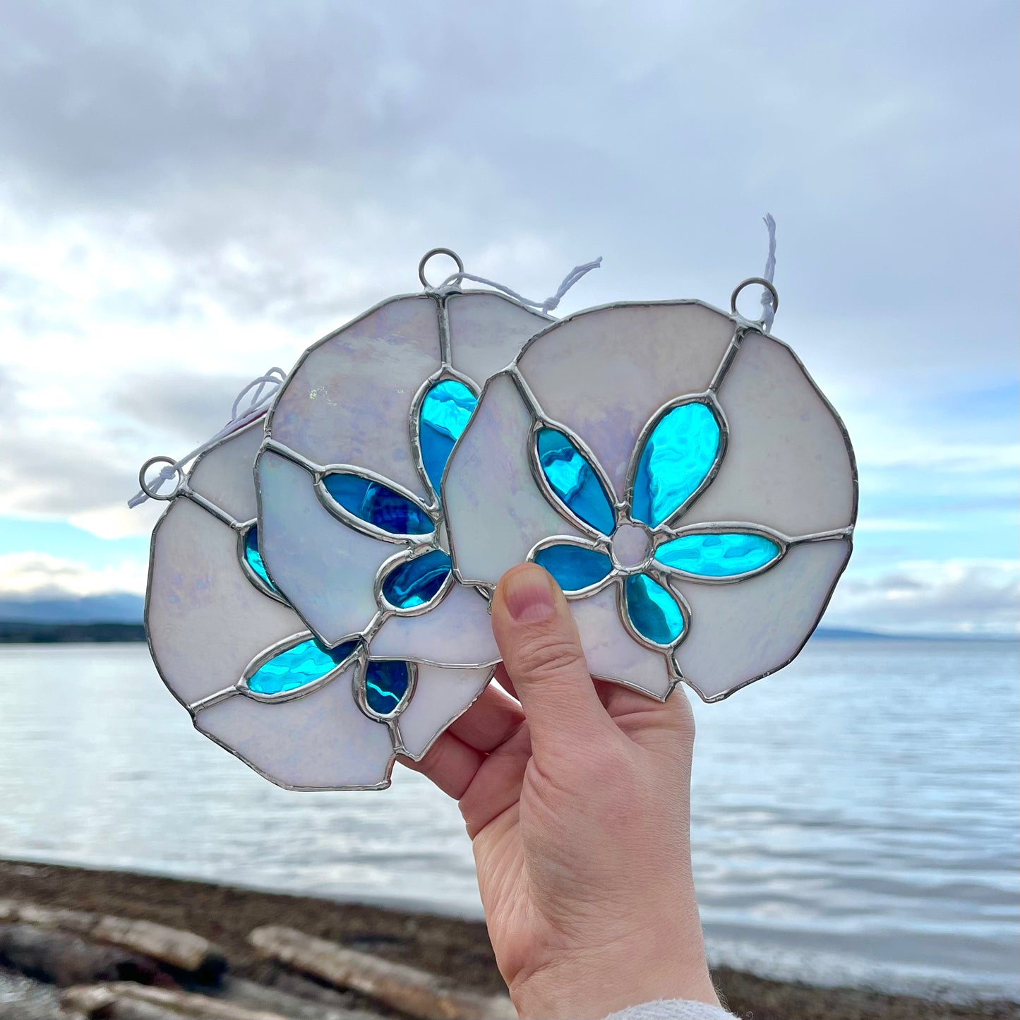 Vancouver Island Souvenir Stained Glass Suncatcher Sand Dollar Beach Art - Custom