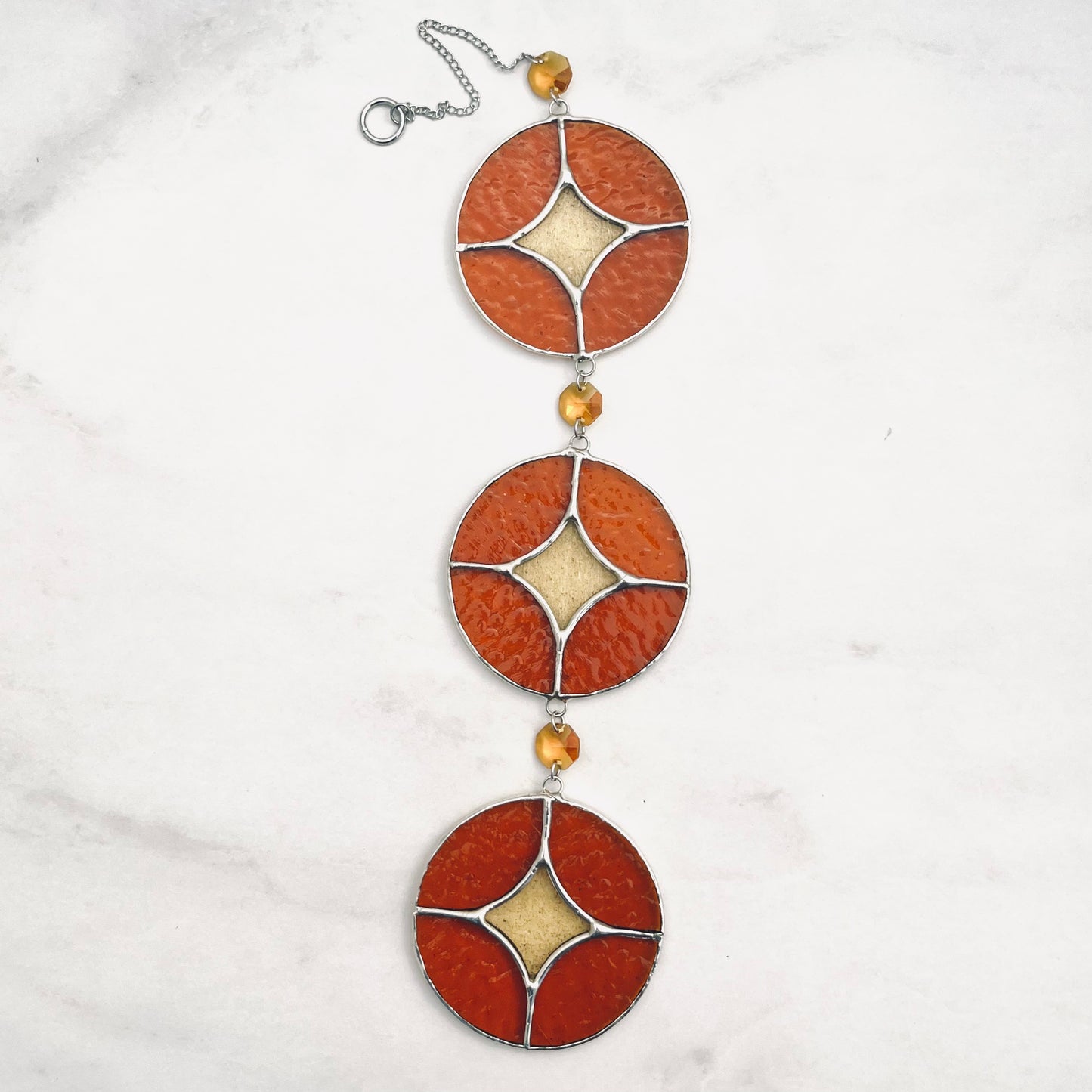 Wholesale Stained Glass Suncatcher Three Retro Circles Dangler Pack of 3 Mixed Colours