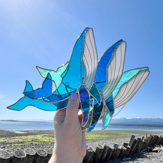 Wholesale Stained Glass Suncatcher Humpback Whale Pack of 3