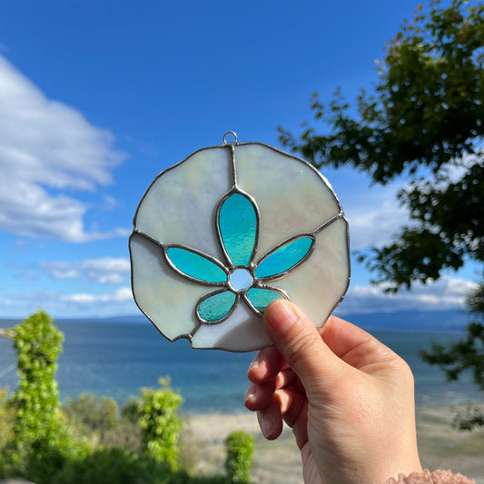 Vancouver Island Souvenir Stained Glass Suncatcher Sand Dollar Beach Art - Custom