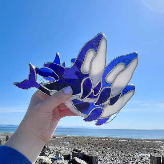 Wholesale Stained Glass Suncatcher Mini Orca Whale Pack of 3